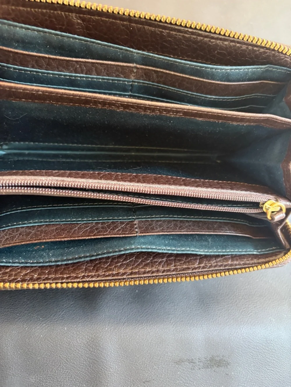 Juicy Couture Brown Leather Turn Lock Zip Around Wallet